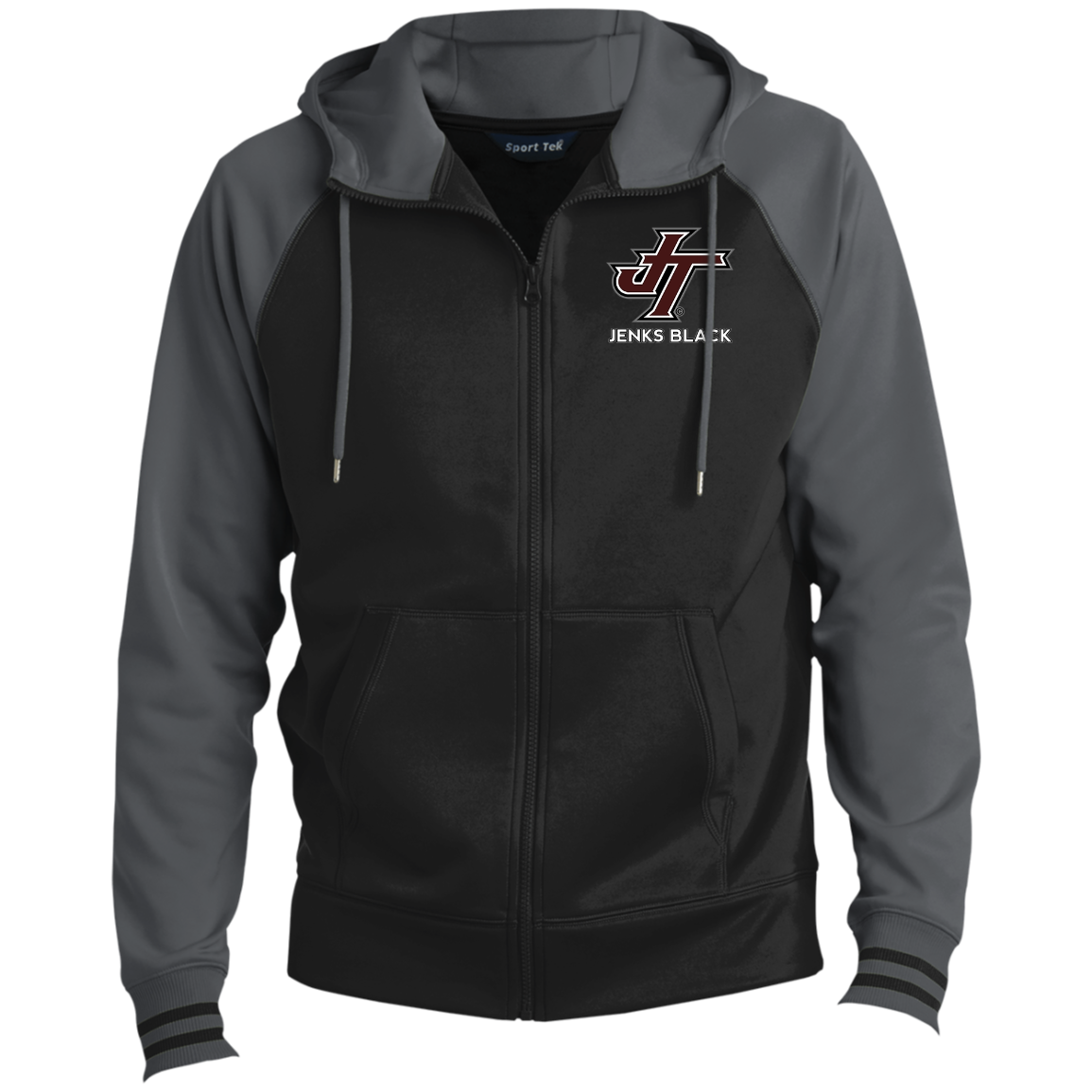 Jenks Black Adult Sport-Wick® Full-Zip Hooded Jacket