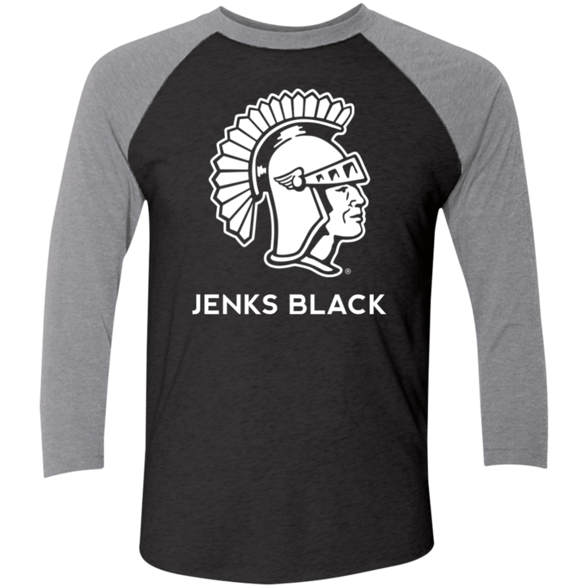 Jenks Black Tri-Blend 3/4 Sleeve Raglan T-Shirt