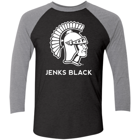 Jenks Black Tri-Blend 3/4 Sleeve Raglan T-Shirt
