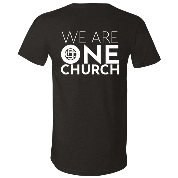ONE CHURCH Unisex Jersey SS V-Neck T-Shirt